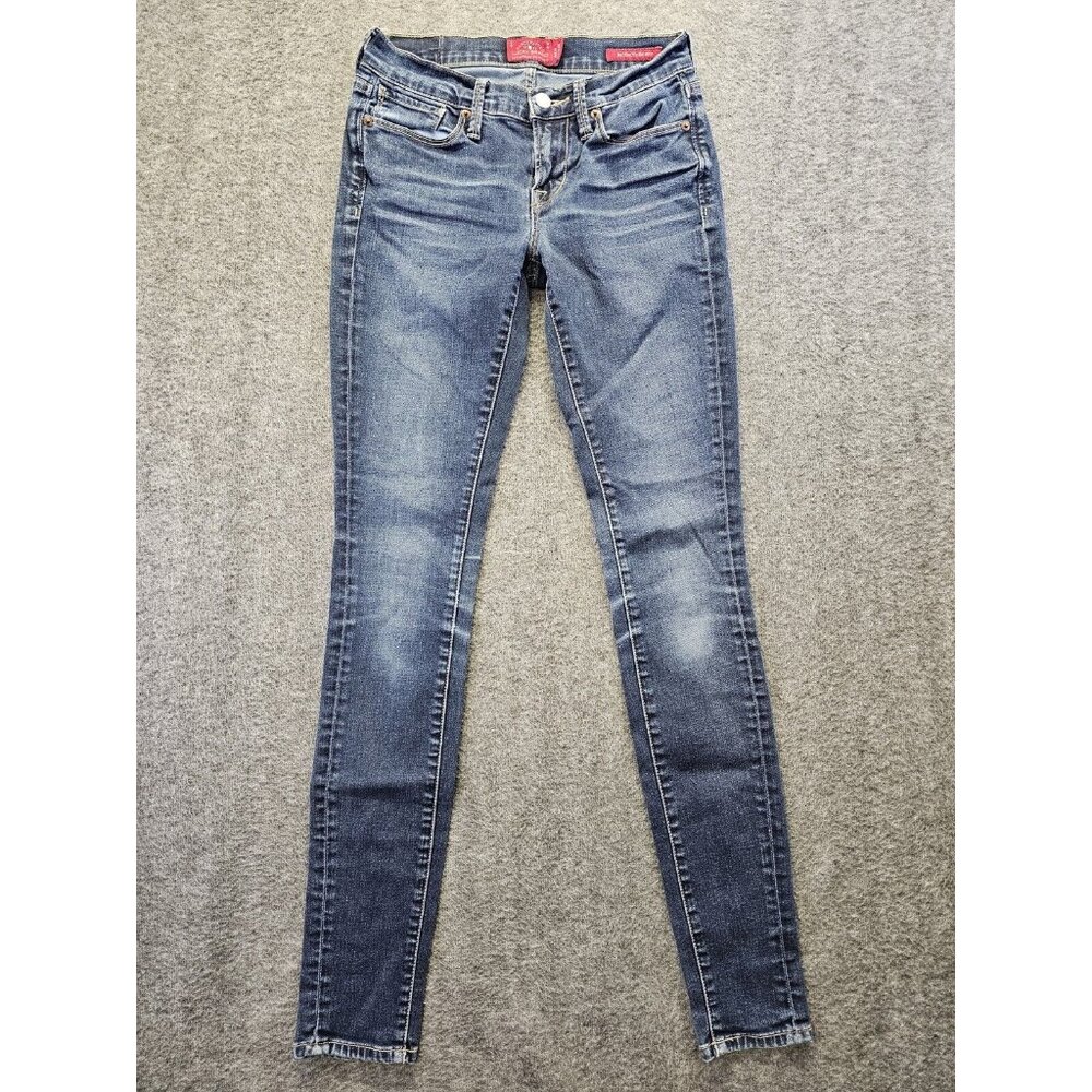 Lucky Brand Jeans Womens 00/24 Blue Brooklyn Skinny Denim Whisker Pants Mid Rise